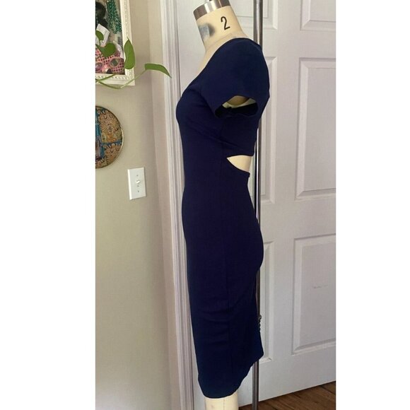 ARDEN B Navy stretch Slit Open back Knee-Length Wiggle Bandage Dress *X-SMALL* - Picture 3 of 6